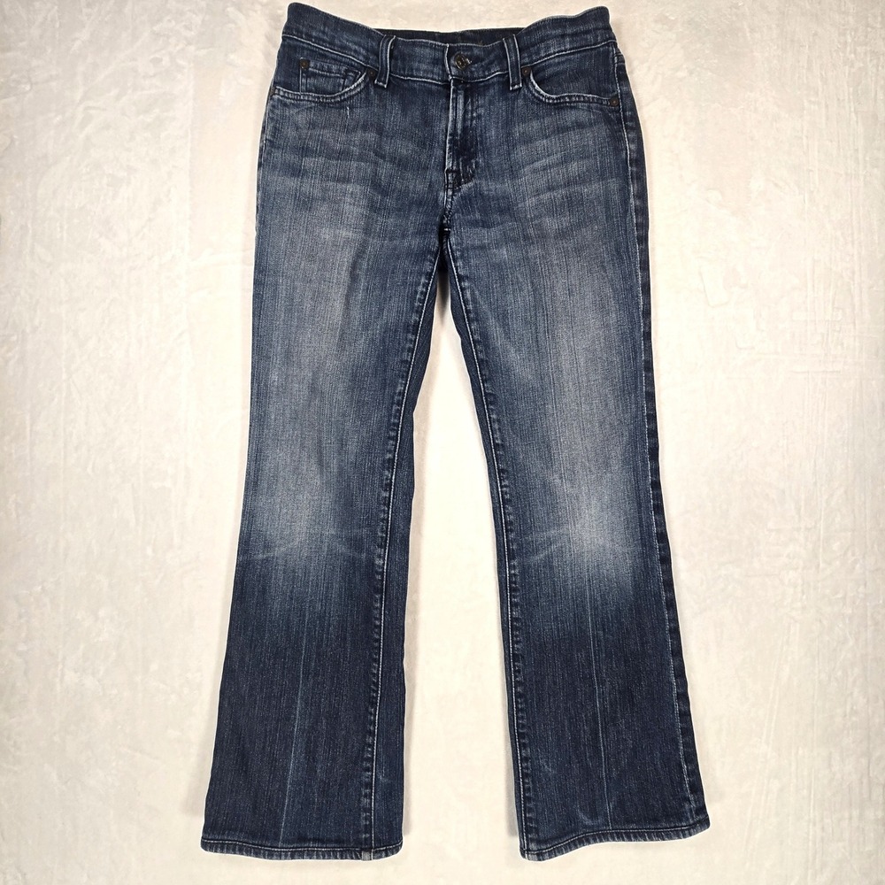 7 For All Mankind Bootcut Jeans Dark Wash Low Rise Stretch Denim Size 31
